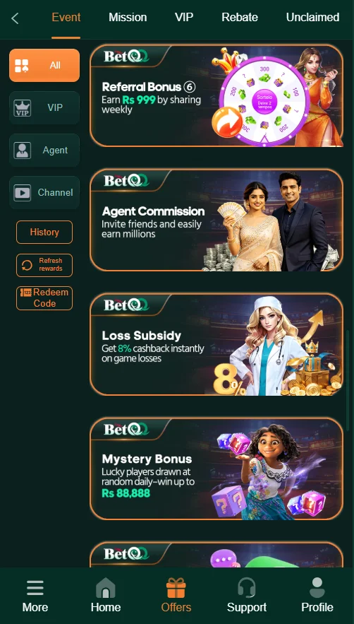 BetQQ Game Offers